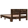 vidaXL Bed Frame Smoked oak Engineered wood, metal, plywood Full