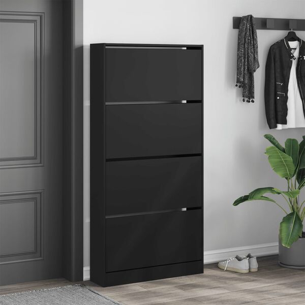 vidaXL Shoe Cabinet Black Engineered wood Tall Shoe Cabinet