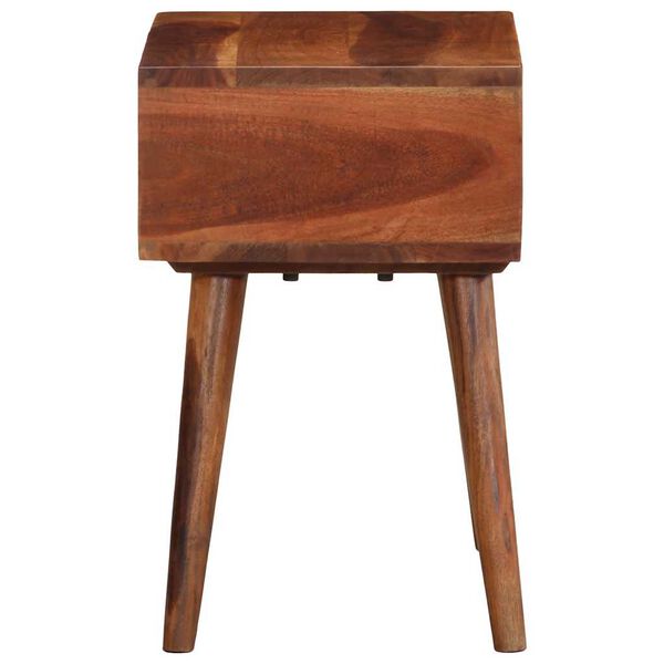 vidaXL Side Table Brown and White Solid Acacia Wood Small Side Table