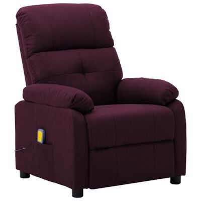 vidaXL Massage Recliner Chair Purple Fabric
