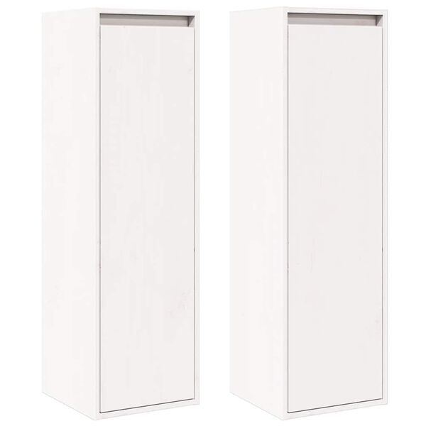 vidaXL Wall Cabinet Set of 2 White Solid Pine Wood Medium Wall Cabinet