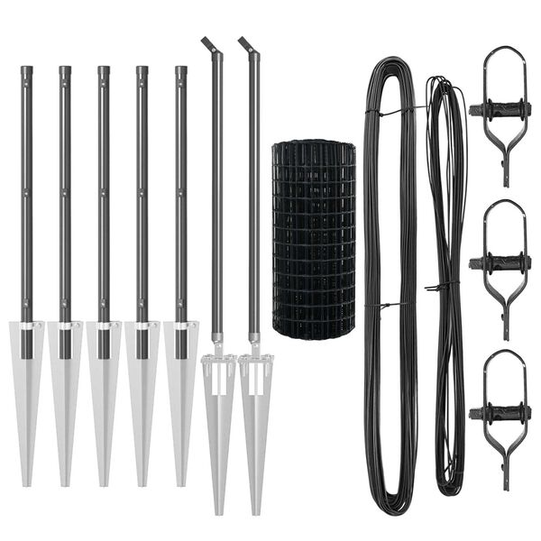 vidaXL Fence with Posts Gray 2.6'x 32.8'Steel