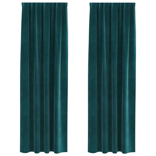 vidaXL Blackout Curtains 2 pcs Dark Green 55.12 x 96.46 in Velvet