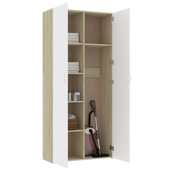 vidaXL Storage Cabinet White and Sonoma Oak Engineered wood