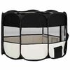 vidaXL Dog Playpen Black and cream Polyester and steel Medium Foldable