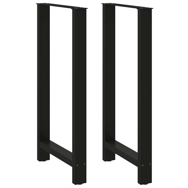 vidaXL Coffee Table Leg Set of 2 Black Powder-coated steel Standard