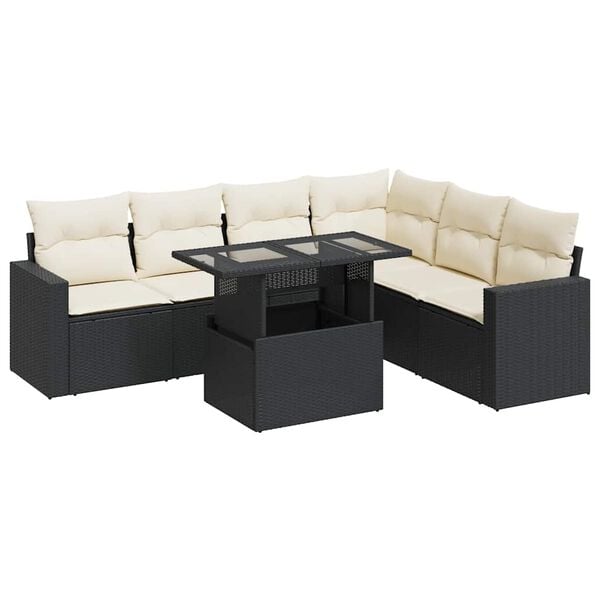 vidaXL Garden Sofa Set Black, Cream White