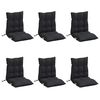 vidaXL Lowback Chair Cushion Set of 6 Black Oxford fabric (100% polyester)