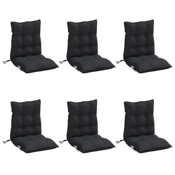 vidaXL Lowback Chair Cushion Set of 6 Black Oxford fabric (100% polyester)