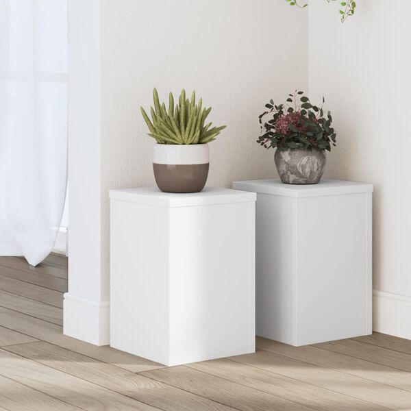 vidaXL Plant Stand Set of 2 White Engineered wood Small