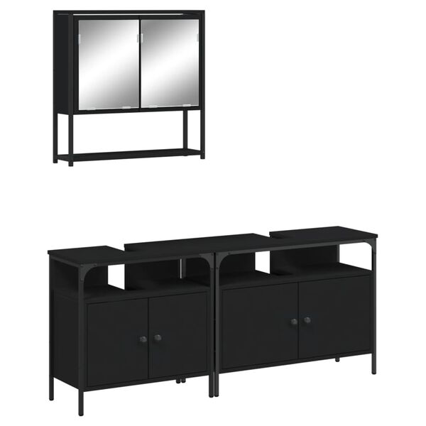 vidaXL Bathroom Furniture Set Black Engineered wood Bathroom Furniture Set