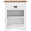 vidaXL Bedside Cabinet White, Brown Solid pine wood, engineered wood, metal