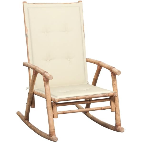 vidaXL Rocking Chair with Cushion Bamboo