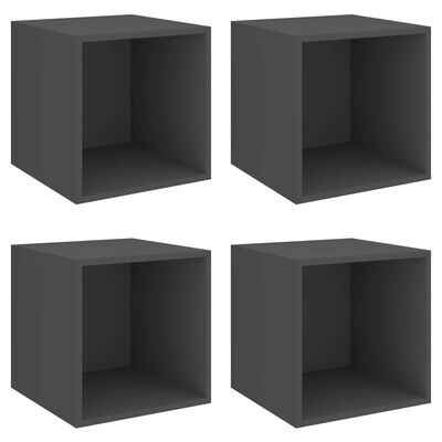 vidaXL Wall Cabinets 4 pcs Gray 14.6"x14.6"x14.6" Chipboard