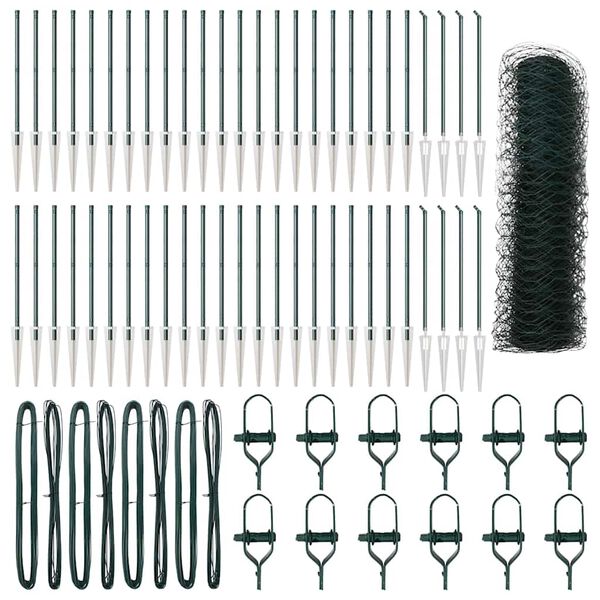 vidaXL Fence Post Green 328.08 x 1.64 ft (1.97 in mesh) Steel and PVC