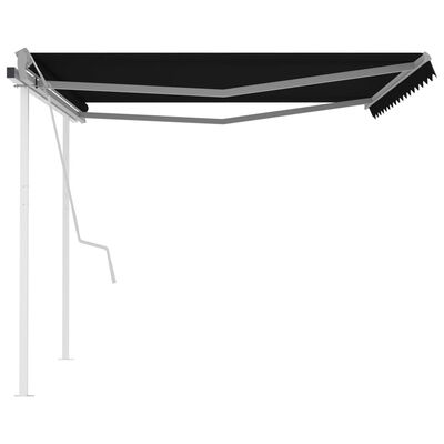 vidaXL Manual Retractable Awning with Posts 13.1'x9.8' Anthracite