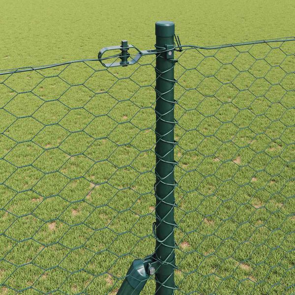vidaXL Fence with Posts Green 1.6 x 50 m PVC-coated steel