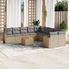 vidaXL 11 Piece Patio Sofa Set with Cushions Beige Poly Rattan