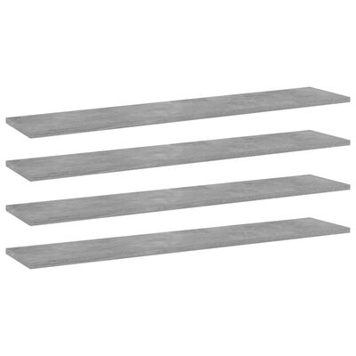 vidaXL Bookshelf Boards 4 pcs Concrete Gray 39.4"x7.9"x0.6" Engineered Wood