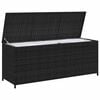 vidaXL Garden Storage Box Black PE rattan, Powder-coated steel