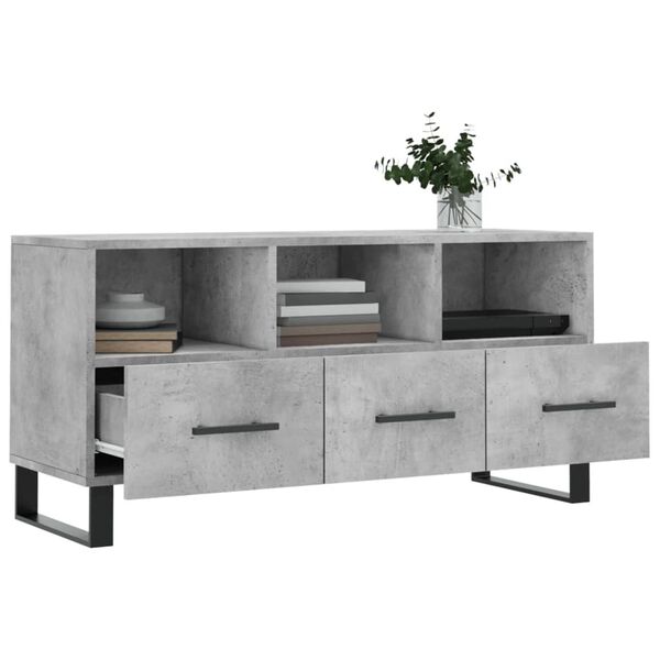 vidaXL TV Cabinet Concrete Grey Engineered Wood, Iron Standard