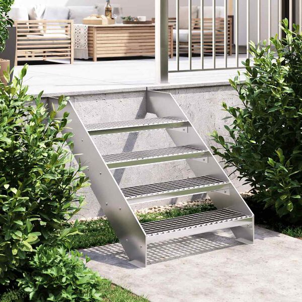 vidaXL Grate Step Silver Galvanized steel 27.6 in x 9.4 in Non-slip
