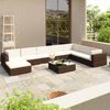 vidaXL Garden Table And Chairs Brown PE Rattan Large Modular