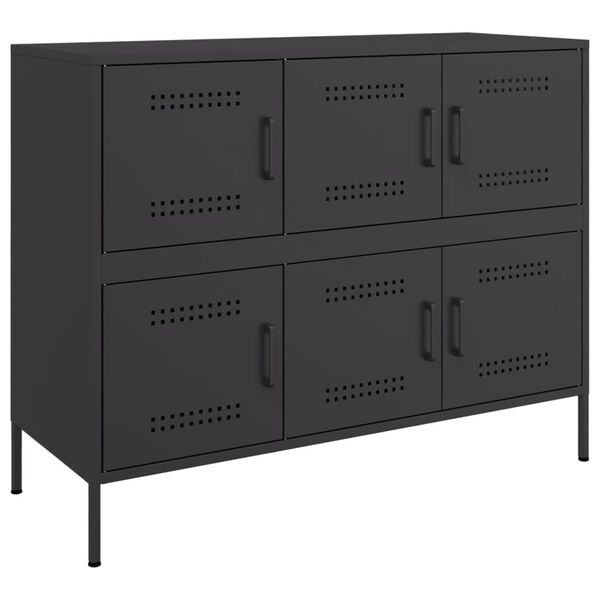 vidaXL Sideboard Black Cold-rolled steel Medium Adjustable Feet