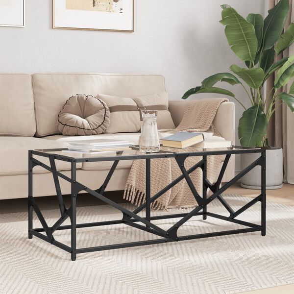 vidaXL Coffee Table Clear glass Engineered wood, stainless steel, glass