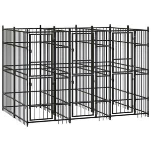 vidaXL Dog Kennel Black Powder-coated Steel Durable Dog Kennel