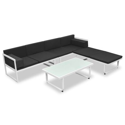 vidaXL 4 Piece Patio Lounge Set with Cushions Aluminum Black