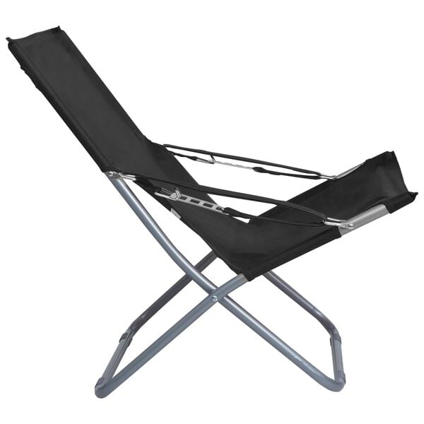 vidaXL Folding Beach Chairs 2 pcs Fabric Black