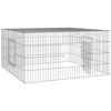 vidaXL Rabbit Cage Silver Galvanized Iron Large Durable Rabbit Cage