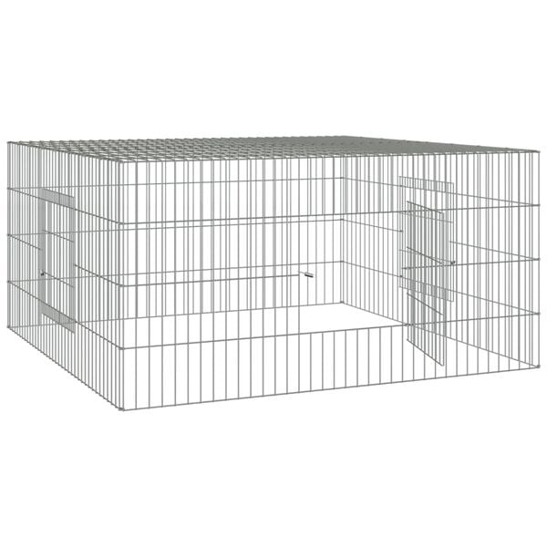 vidaXL Rabbit Cage Silver Galvanized Iron Large Durable Rabbit Cage