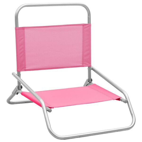vidaXL Beach Chair Set of 2 Pink Oxford fabric with PE coating, steel
