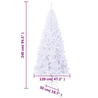 vidaXL Artificial Christmas Tree L 8 ft White