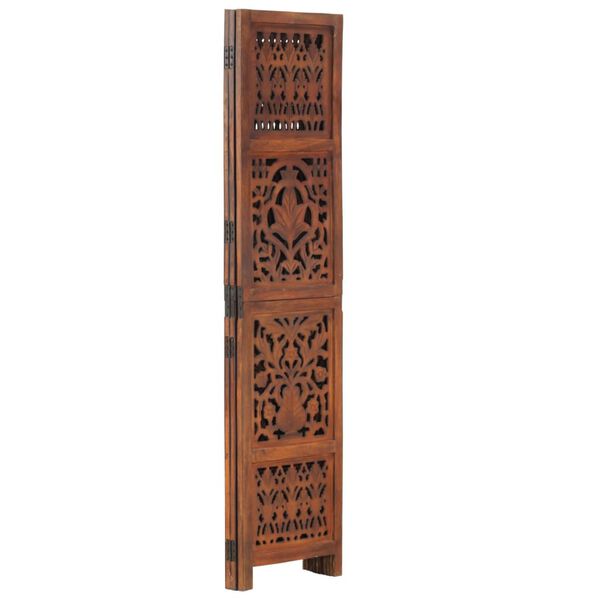 vidaXL Hand Carved 3-Panel Room Divider Brown 47.2"x65" Solid Mango Wood