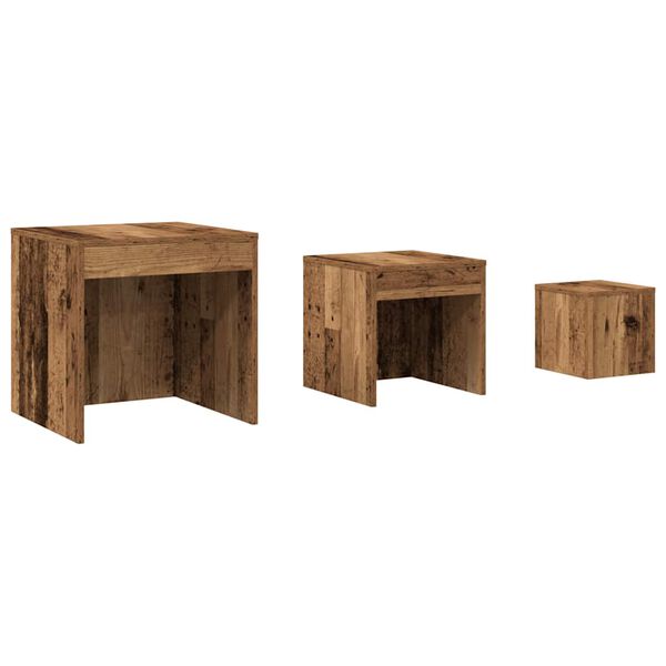 vidaXL Nesting Table Set of 3 Old Wood Engineered Wood Small to Medium