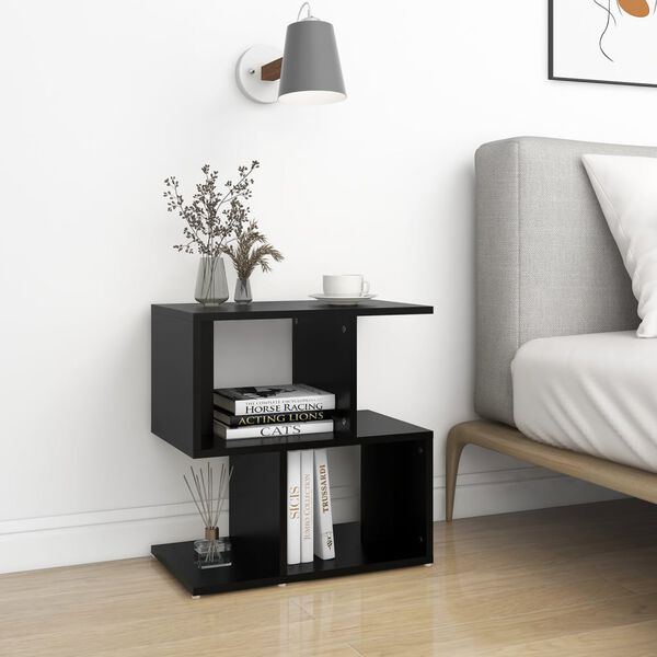 vidaXL Bedside Cabinet Black Engineered wood Medium Bedside Cabinet