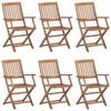 vidaXL Garden Chair Set of 6 Natural Wood Solid acacia wood Standard