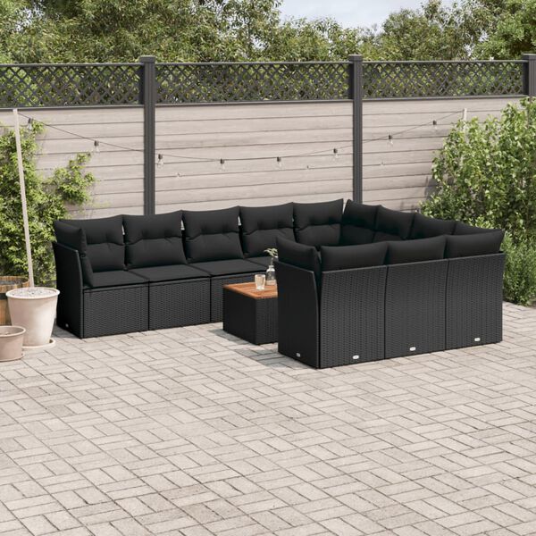 vidaXL Garden Sofa Set Black Poly Rattan Large Modular Garden Sofa Set