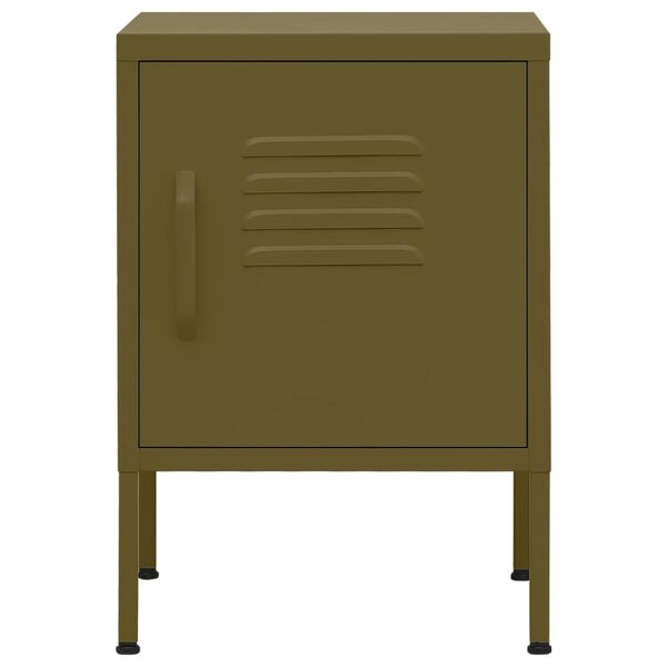 vidaXL Nightstand Olive Green Steel 13.8 x 13.8 x 20.1 in Nightstand