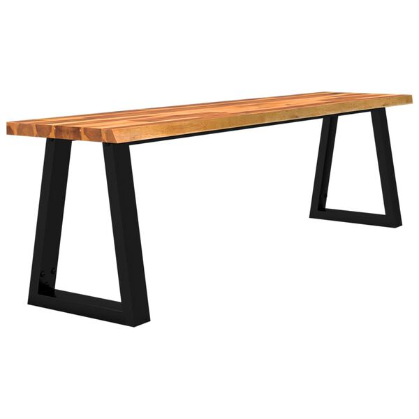 vidaXL Bench Natural wood and black Solid acacia wood, powder-coated steel