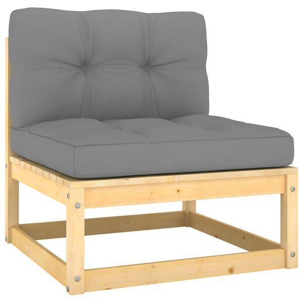 vidaXL Garden Lounge Set Grey Solid Pine wood, 100% polyester Large