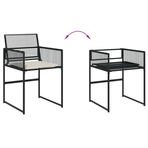 vidaXL Garden Dining Set Black, Cream White Poly Rattan, Steel, Glass