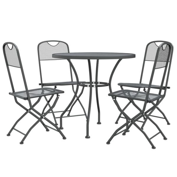 vidaXL Garden Dining Set Anthracite Expanded metal mesh Medium Foldable