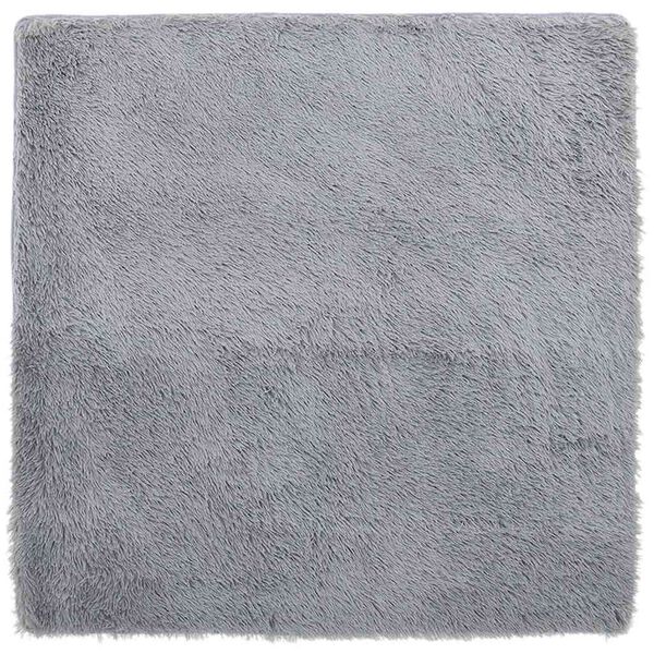 vidaXL Shaggy Rug Light grey 100% Polyester 47.2 x 47.2 in Foldable