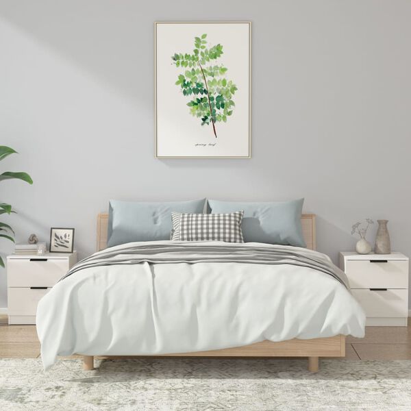 vidaXL Bedside Cabinet Set of 2 High gloss white Engineered wood Medium