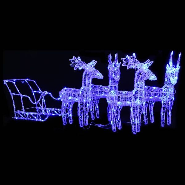 vidaXL Reindeer And Sleigh Christmas Decoration Blue Acrylic, PVC, Steel