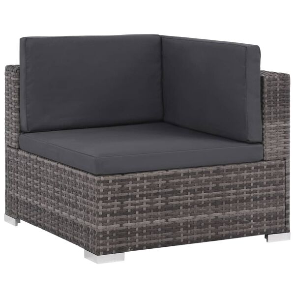 vidaXL Rattan Sofa Set Grey rattan PE (polyethylene) rattan Large
